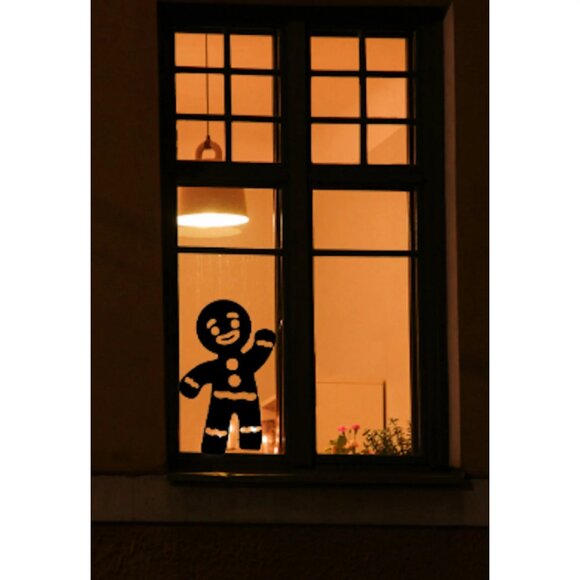 Christmas Gingerbread Man Large Window Cling Silhouette Decal:Christmas Decor - Picture 4 of 4